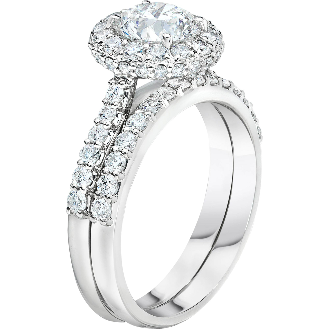 14K White Gold 1 3/4 CTW Round Diamond Bridal Set Size 7 - Image 3 of 3