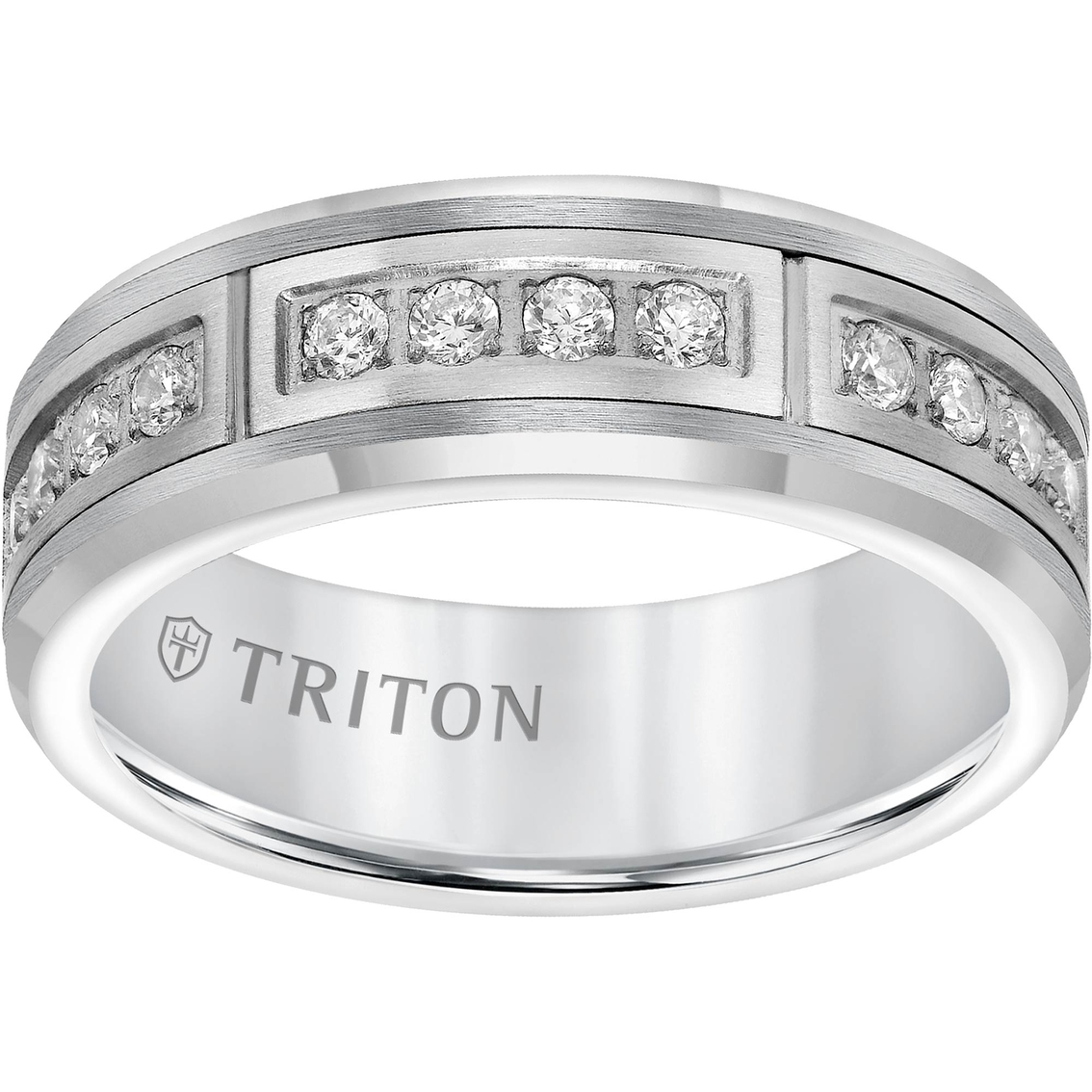 Triton Men's 7mm Diamond Tungsten Band - Image 3 of 4