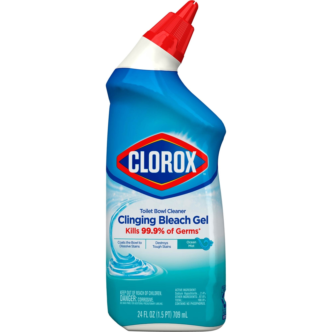 Clorox Toilet Bowl Cleaner Clinging Bleach Gel, 24 oz.