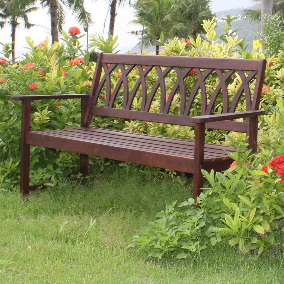 Merry Products Northbeam Criss Cross Garden Bench - Image 4 of 4