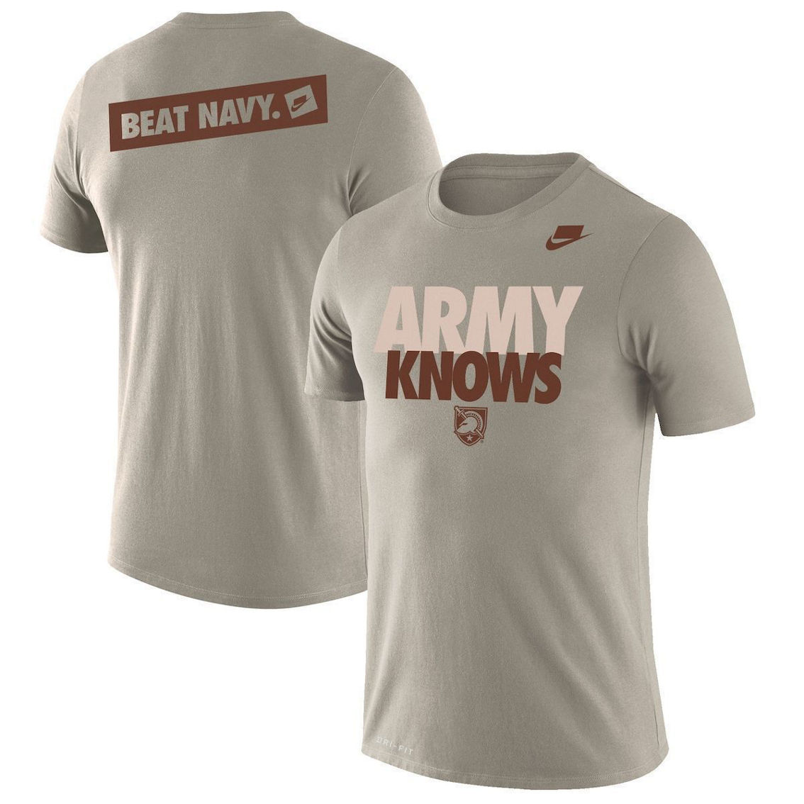 Nike Men's Natural Army Black Knights Rivalry Army Knows 2-Hit Legend T-Shirt - Image 2 of 4