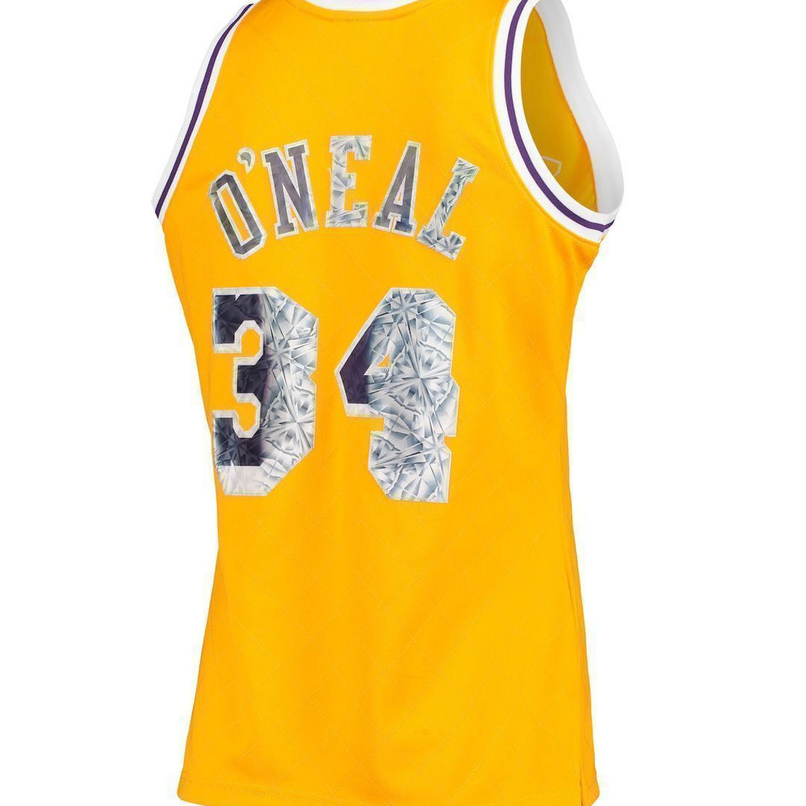 Mitchell & Ness Men's Shaquille O'Neal Gold Los Angeles Lakers 1996-97 Hardwood Classics NBA 75th Anniversary Diamond Swingman Jersey - Image 4 of 4