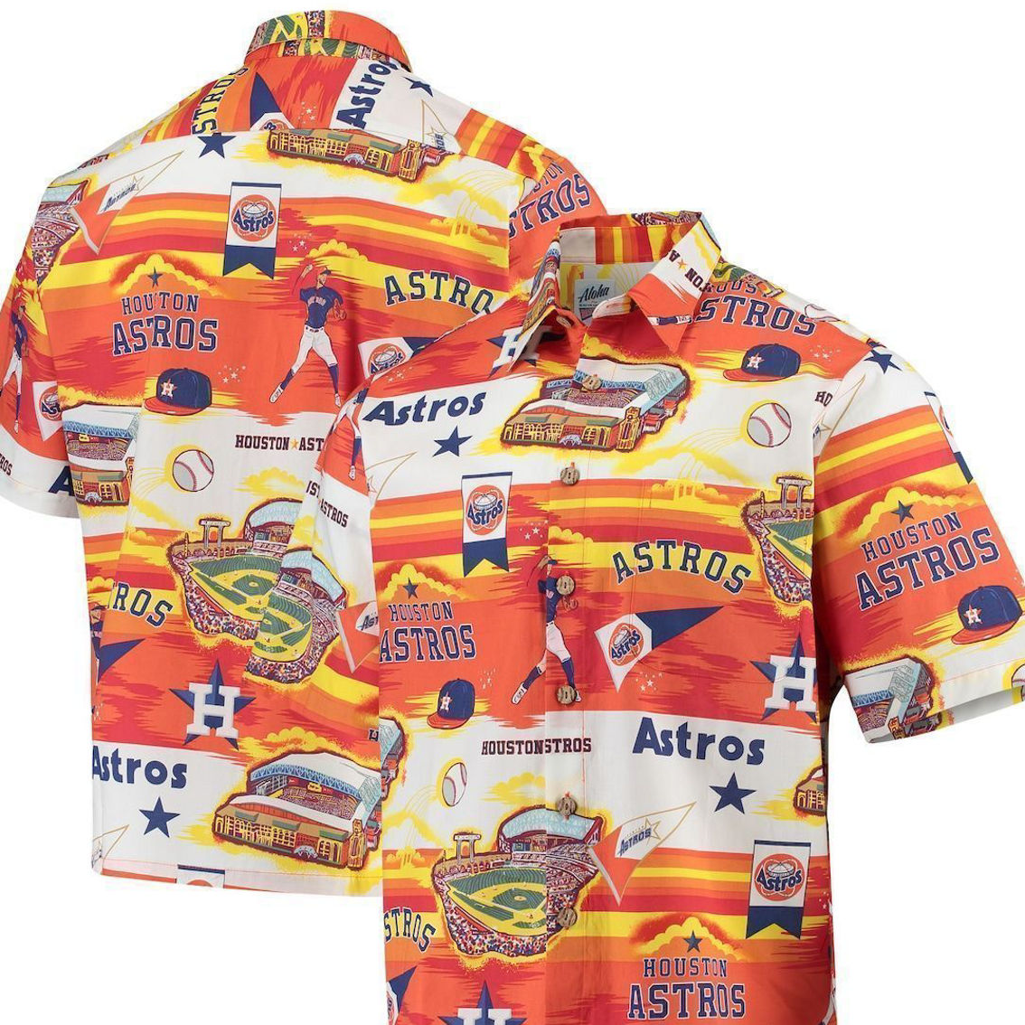 Reyn Spooner Men's Orange Houston Astros Scenic Button-Up Shirt - Image 2 of 4