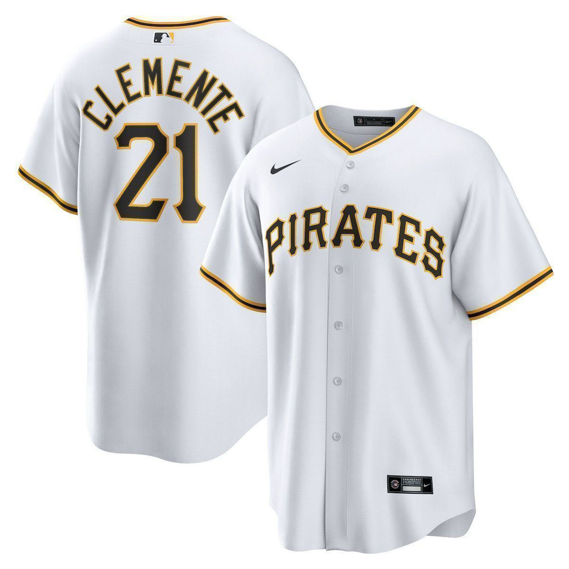 Nike Men's Roberto Clemente White Pittsburgh Pirates Home Replica Player Name Jersey - Image 2 of 4