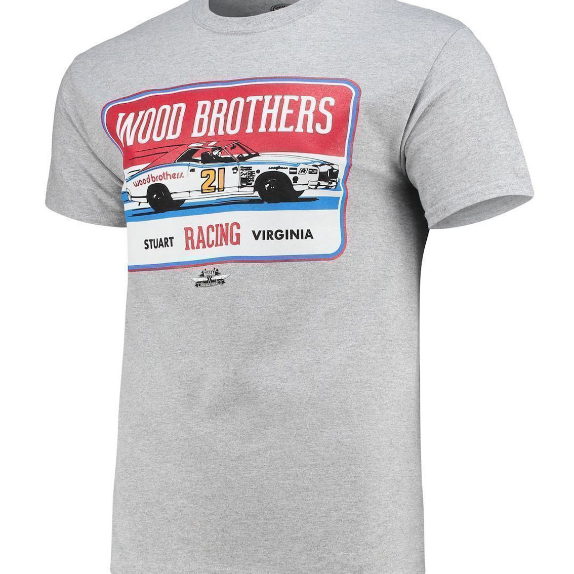 Checkered Flag Sports Men's Heathered Gray Wood Brothers Racing Vintage T-Shirt - Image 3 of 4