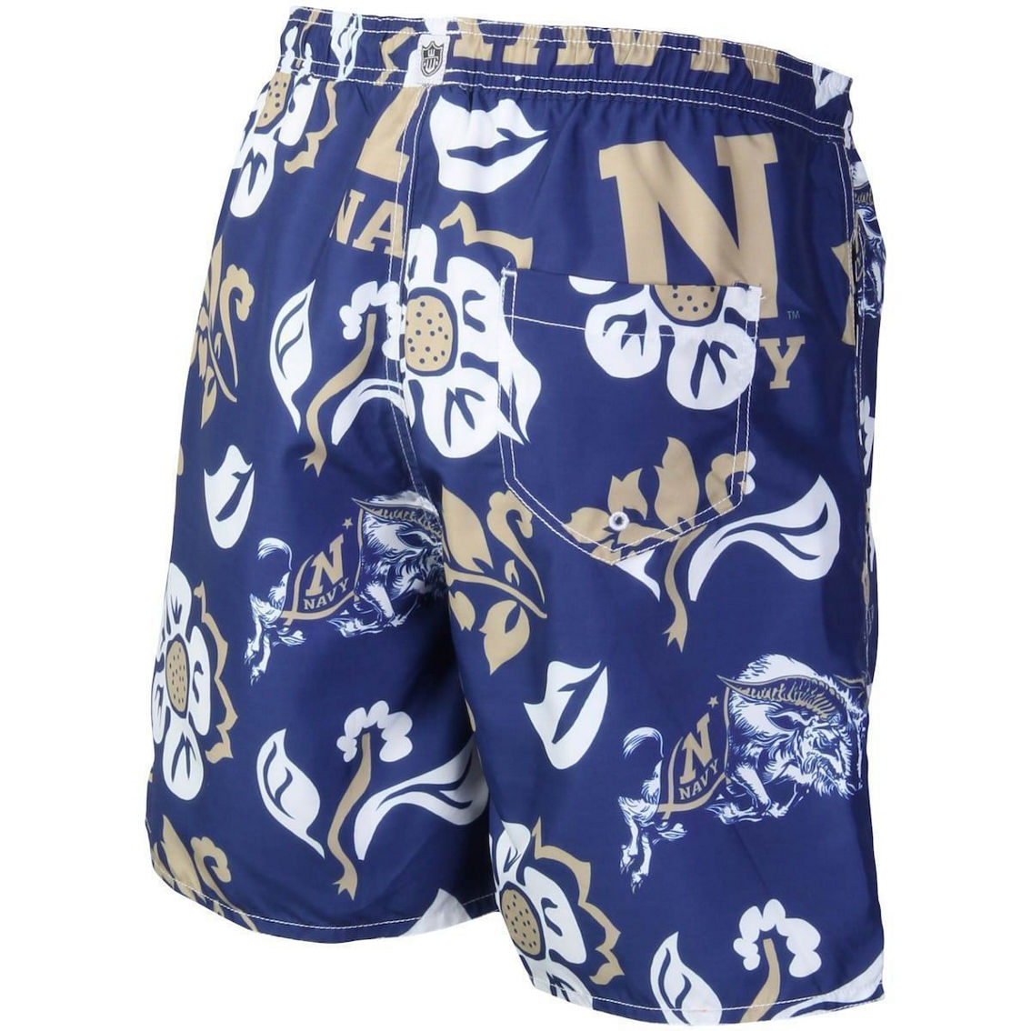 Wes & Willy Men's Navy Navy Midshipmen Floral Volley Logo Swim Trunks - Image 4 of 4