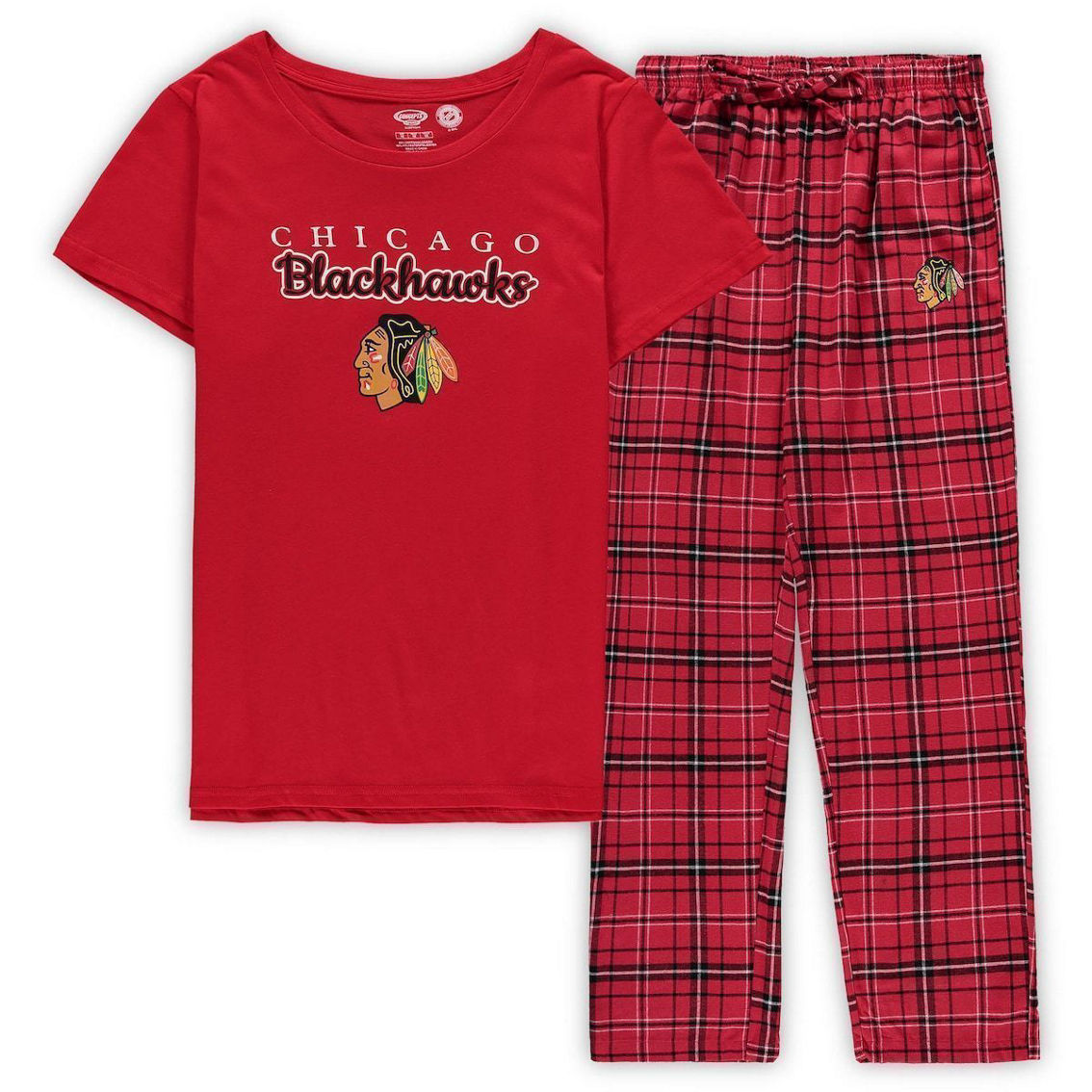 Concepts Sport Women's Red Chicago Blackhawks Plus Size Lodge T-Shirt & Pants Sleep Set - Image 1 of 4