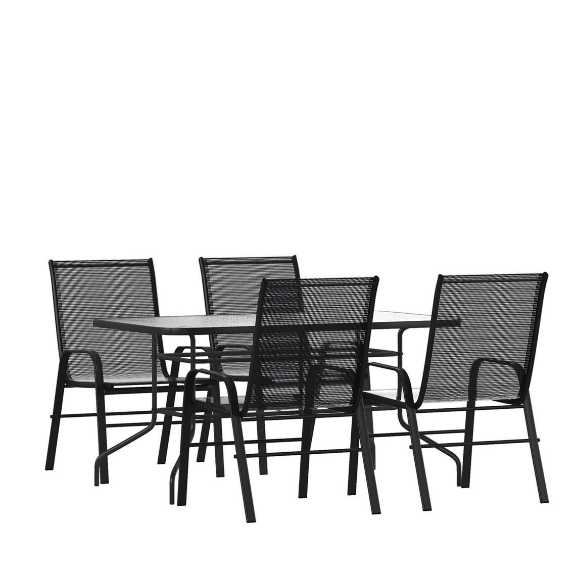 Flash Furniture 5PC Patio Set-Glass Table,4 Chairs - Image 2 of 5