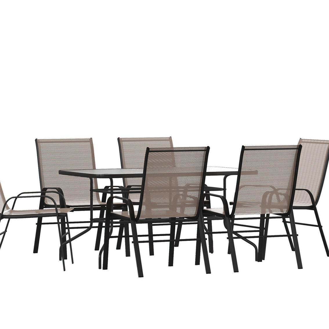 Flash Furniture 7PC Patio Set-Glass Table,6 Chairs - Image 2 of 5