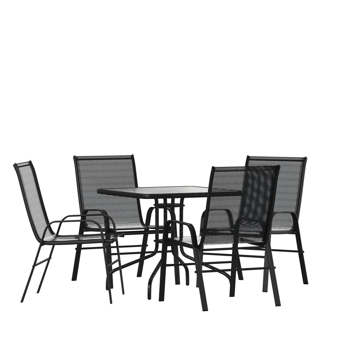 Flash Furniture 5PC Patio Set-Glass Table,4 Chairs - Image 2 of 5