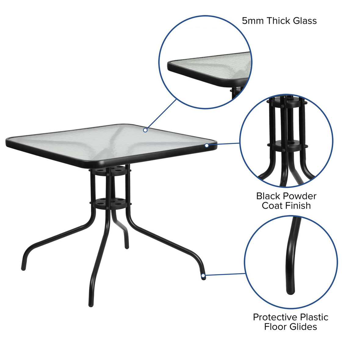 Flash Furniture 5PC Patio Set-Glass Table,4 Chairs - Image 4 of 5