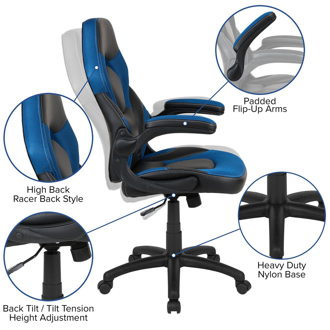 Flash Furniture Gaming Desk and Racing Chair Set with Cup Holder and Headphone Hook - Image 4 of 5