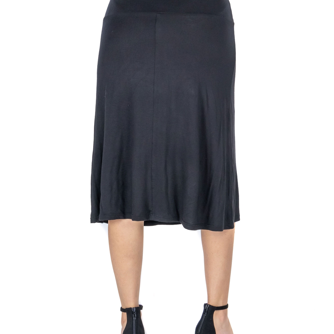 24seven Comfort Apparel A Line Elastic Waist Knee Length Skirt - Image 3 of 4