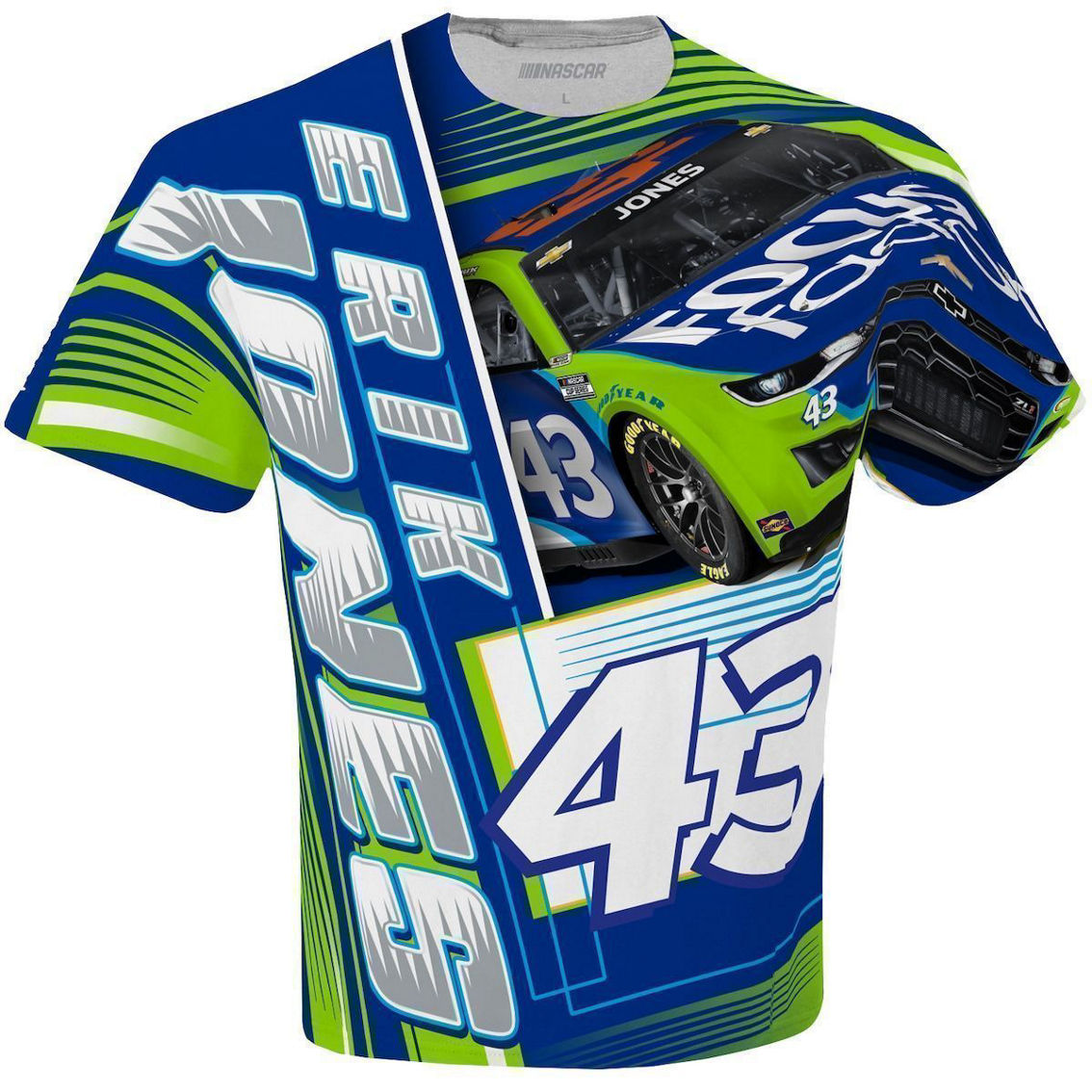 Checkered Flag Sports Men's White Erik Jones FOCUS factor Sublimated Dynamic Total Print T-Shirt - Image 3 of 4