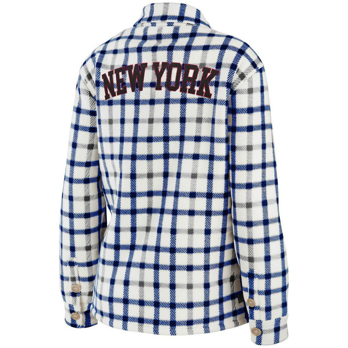 WEAR by Erin Andrews Women's Oatmeal New York Rangers Plaid Button-Up Shirt Jacket - Image 4 of 4