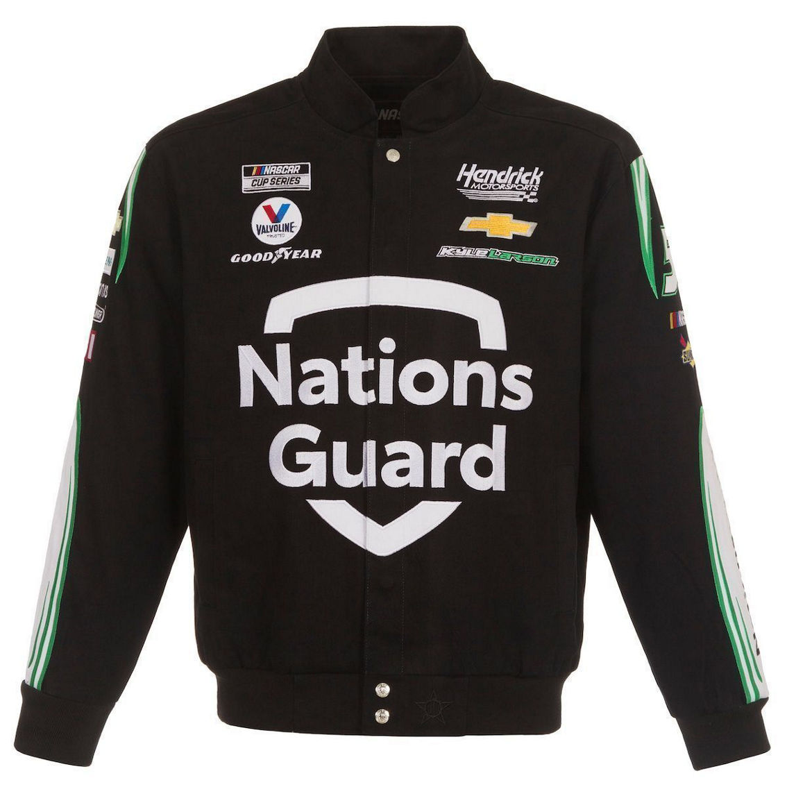 JH Design Men's Black Kyle Larson Nations Guard Twill Uniform Full-Snap Jacket - Image 3 of 4