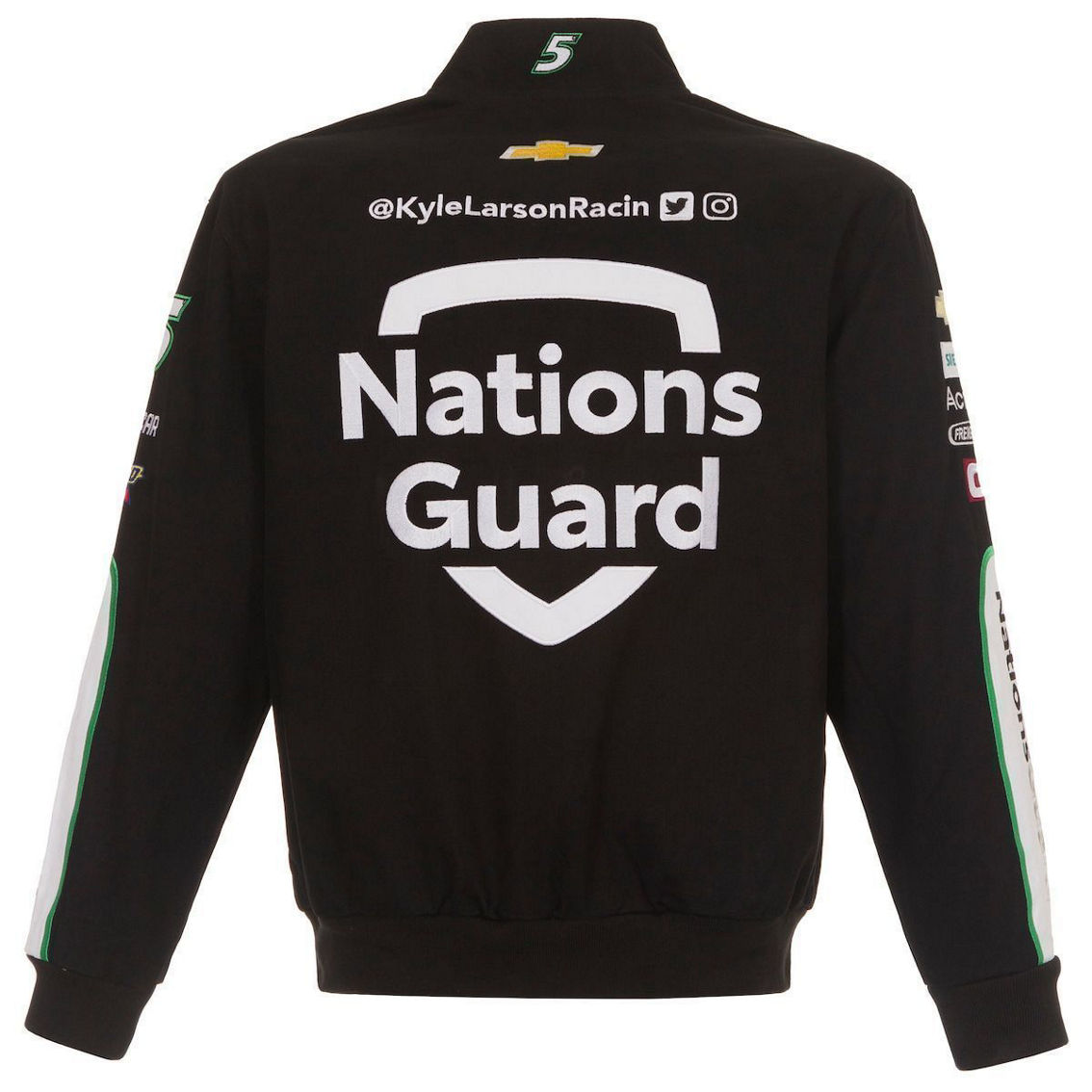 JH Design Men's Black Kyle Larson Nations Guard Twill Uniform Full-Snap Jacket - Image 4 of 4