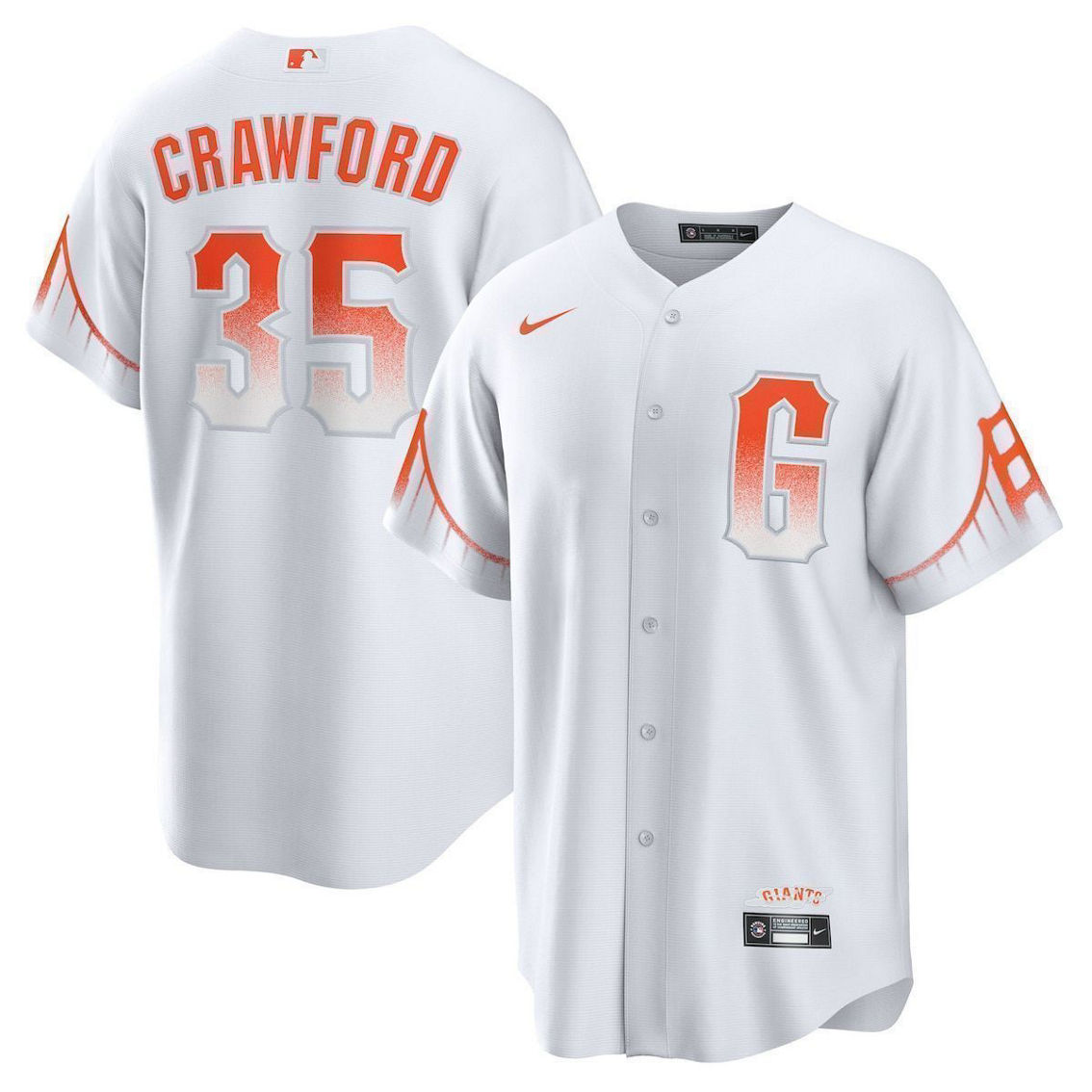 Nike Men's Brandon Crawford White San Francisco Giants City Connect Replica Player Jersey - Image 2 of 4