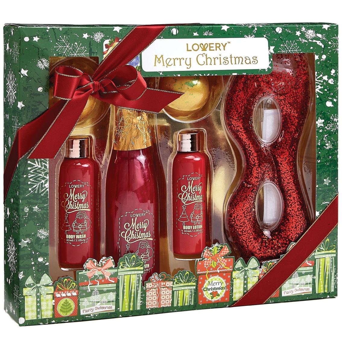 Lovery Bath & Body Christmas Gift Box - Red Rose & Jasmine Home Spa Set - Image 1 of 5