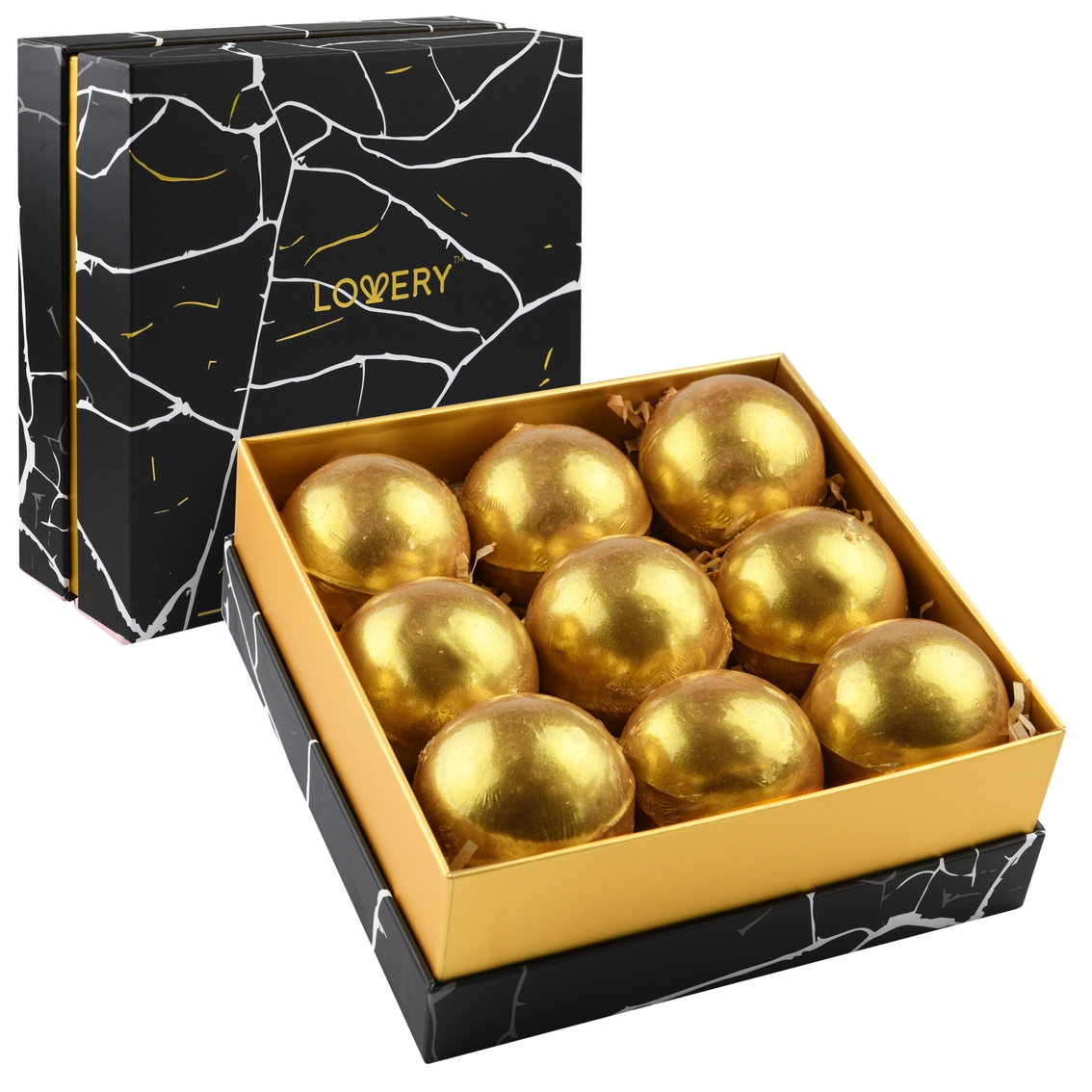 Lovery 24K Gold Bath Bombs Gift Box 9 Handmade Spa Bombs - Image 1 of 5