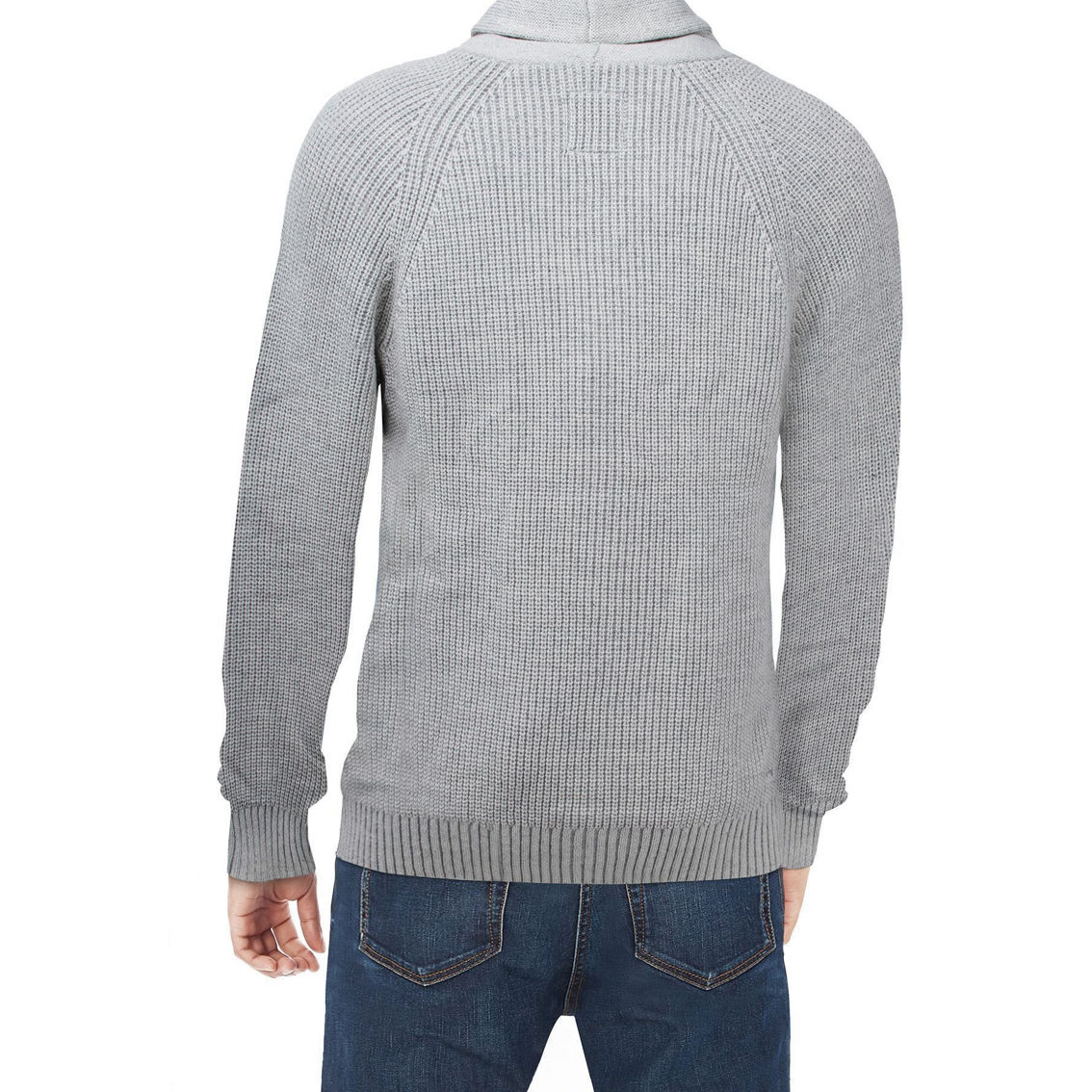 Men's Basic Ribbed Shawl Neck Cardigan - Image 2 of 2