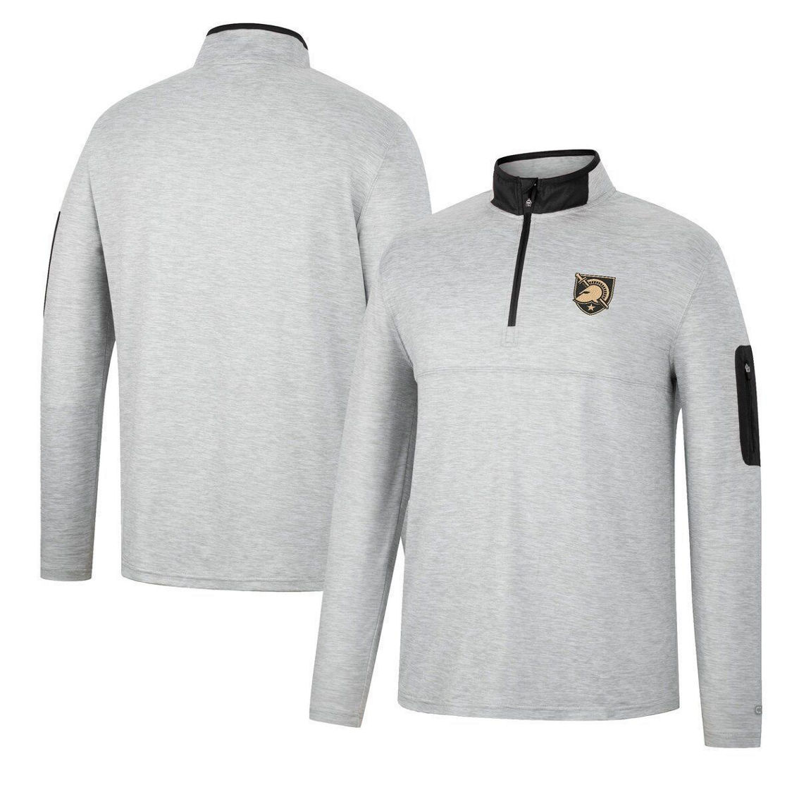 Colosseum Men's Heathered Gray/Black Army Black Knights Country Club Windshirt Quarter-Zip Jacket
