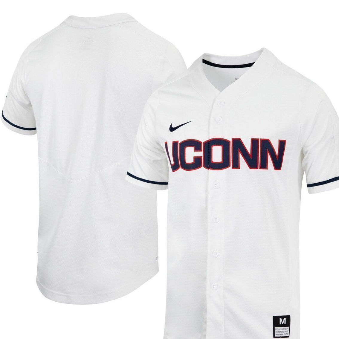 Nike Men's White UConn Huskies Replica Full-Button Baseball Jersey - Image 2 of 4