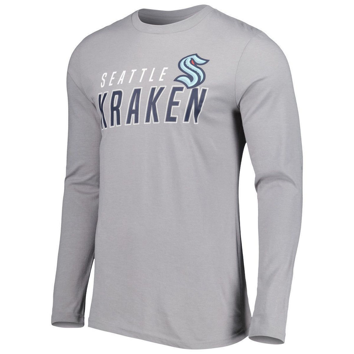 Concepts Sport Men's Deep Sea Blue/Gray Seattle Kraken Meter Long Sleeve T-Shirt & Pants Sleep Set - Image 3 of 4