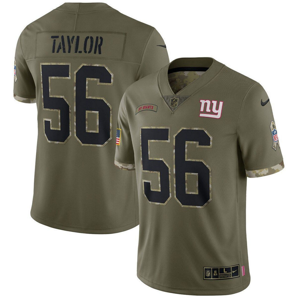 Nike Men's Lawrence Taylor Olive New York Giants 2022 Salute To Service Retired Player Limited Jersey - Image 2 of 4