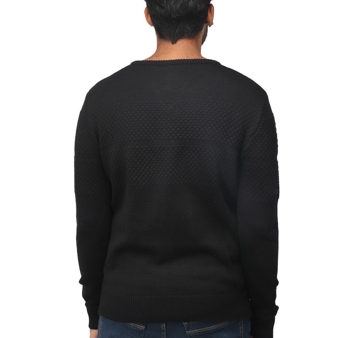 Men's V-Neck Honeycomb Knit Sweater - Image 2 of 3