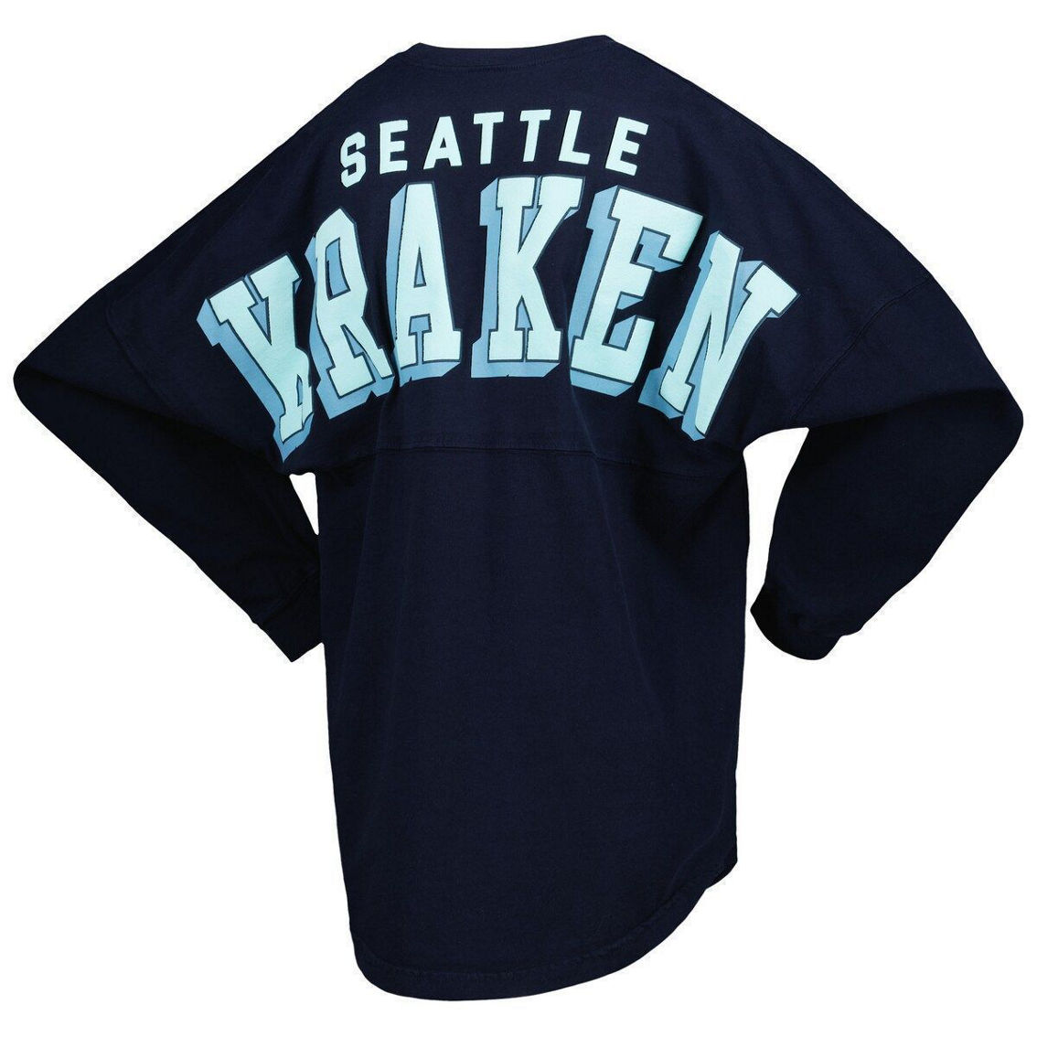 Fanatics Branded Women's Deep Sea Blue Seattle Kraken Spirit Lace-Up V-Neck Long Sleeve Jersey T-Shirt - Image 4 of 4