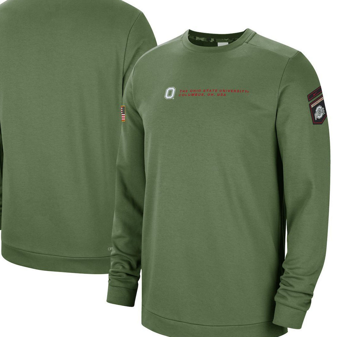 Nike Men's Olive Ohio State Buckeyes Military Pullover Sweatshirt - Image 2 of 4