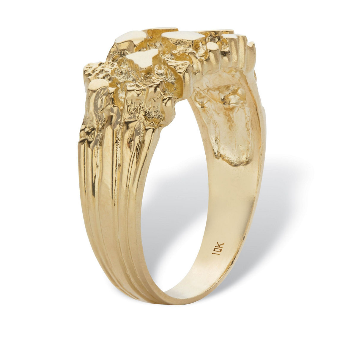 Men's Solid 10k Yellow Gold Nugget Ring - Image 2 of 5