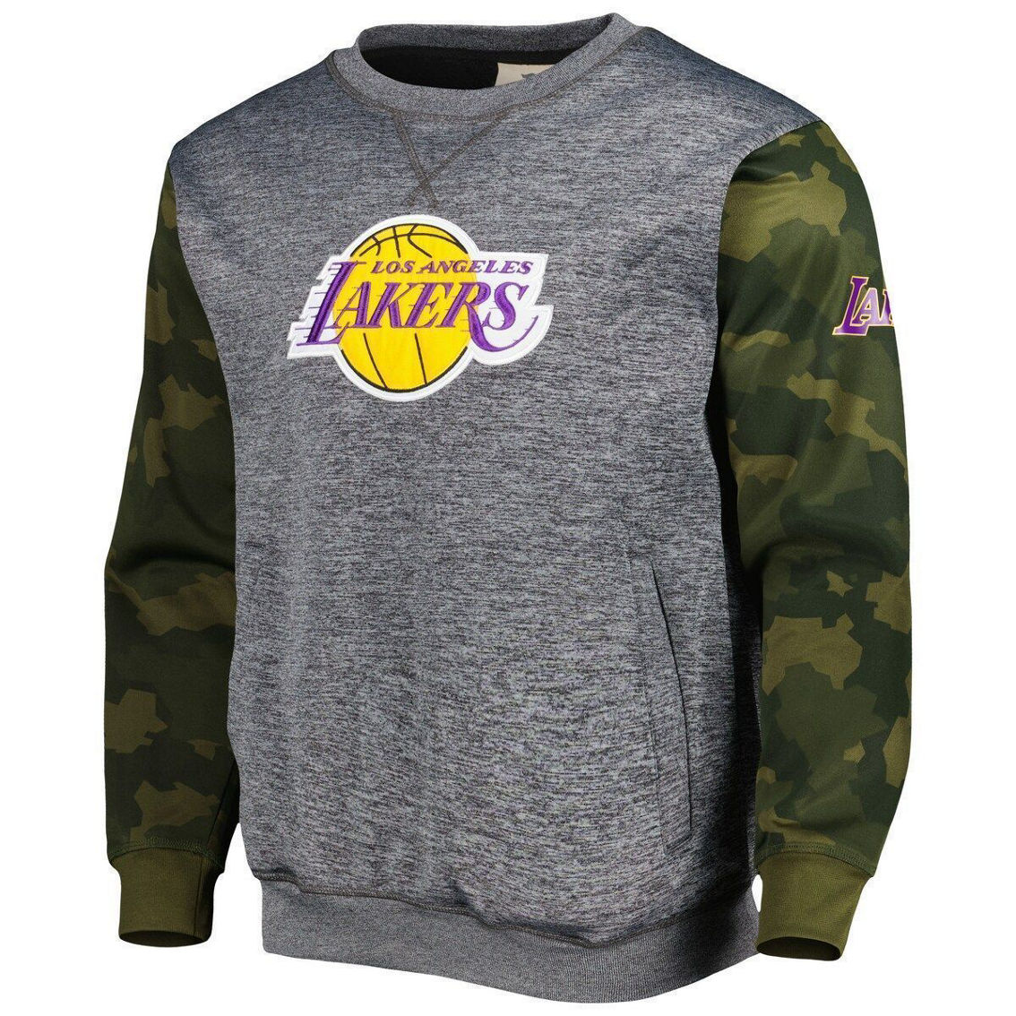 Fanatics Branded Men's Heather Charcoal Los Angeles Lakers Camo Stitched Sweatshirt - Image 3 of 4