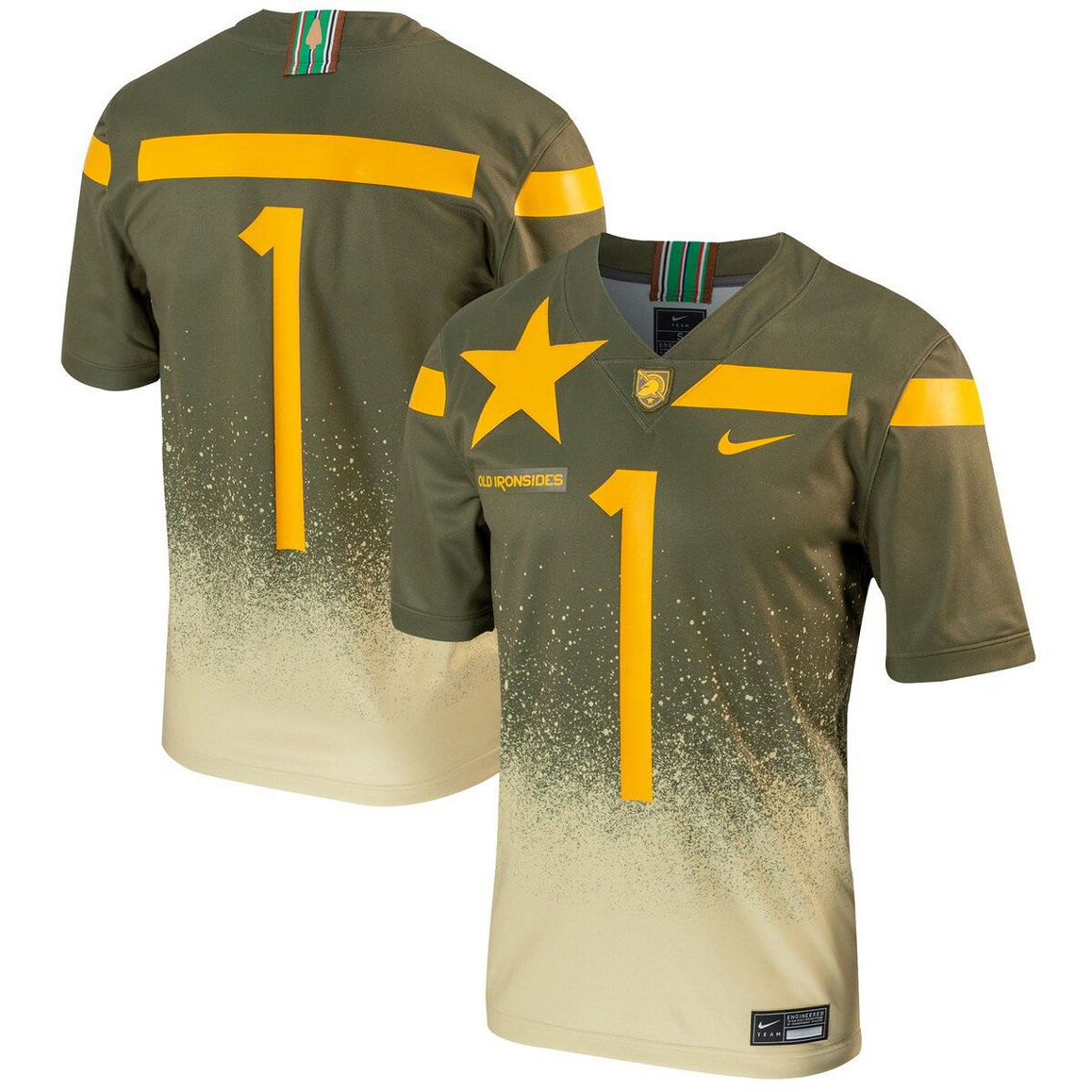 Nike Men's #1 Olive Army Black Knights 1st Armored Division Old Ironsides Untouchable Football Jersey - Image 2 of 4