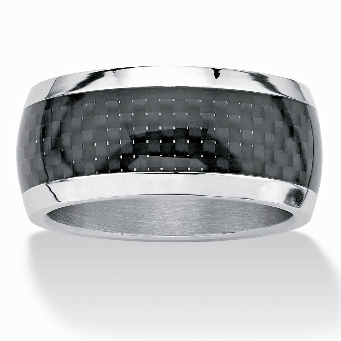 Men's Black Checkerboard Motif Band in Ion-Plated Stainless Steel (11mm) Sizes 7-16
