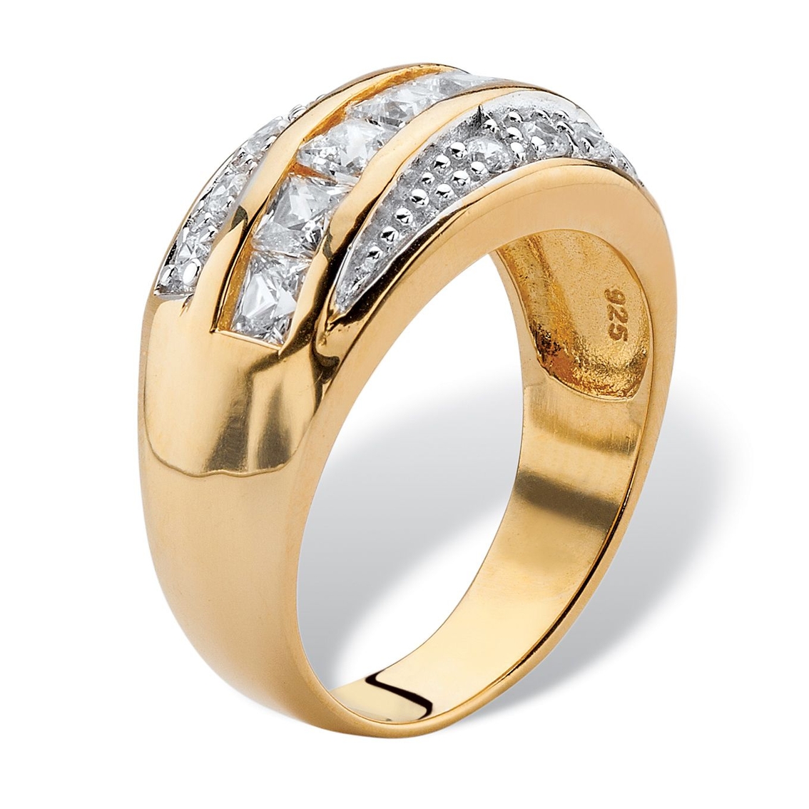 PalmBeach Men's 1.32 Cttw. Cubic Zirconia Gold-plated Sterling Silver Channel Ring - Image 2 of 5