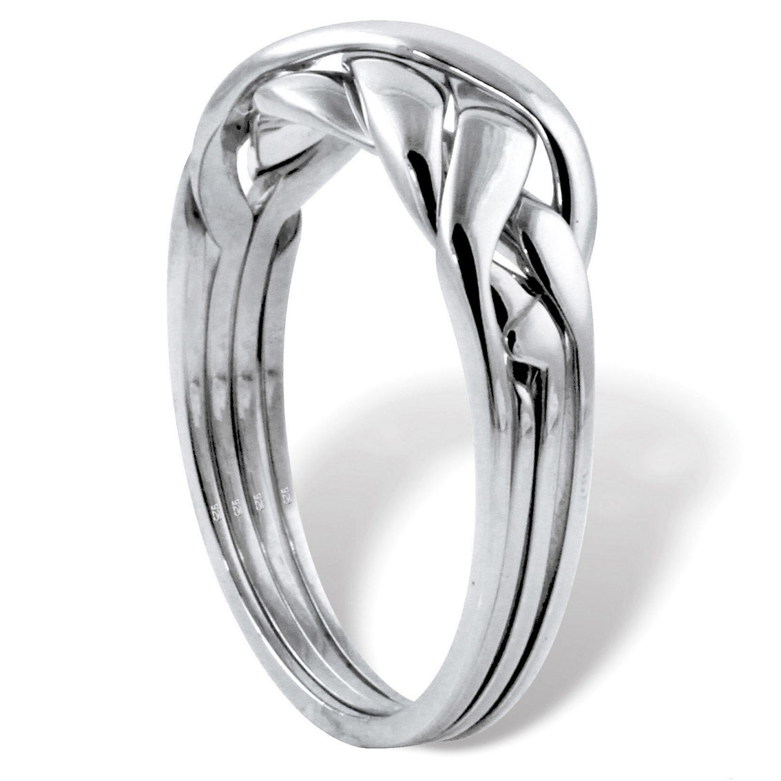 Commitment Symbol Puzzle Ring in Platinum-plated Sterling Silver - Image 2 of 5