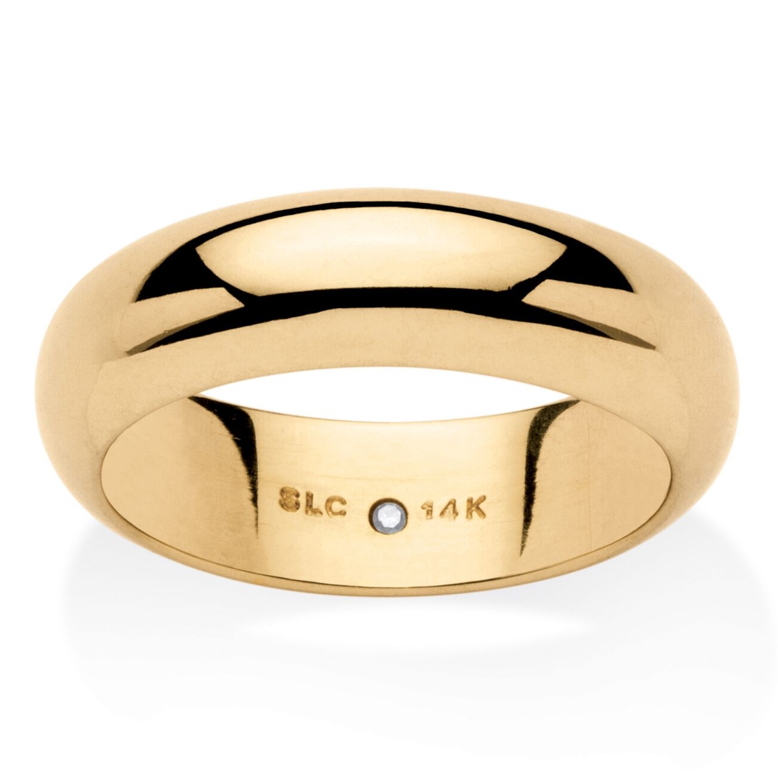 14k Gold Ultra-Lightweight Nano Diamond Resin Filled Wedding Band (6mm) Sizes 6-12