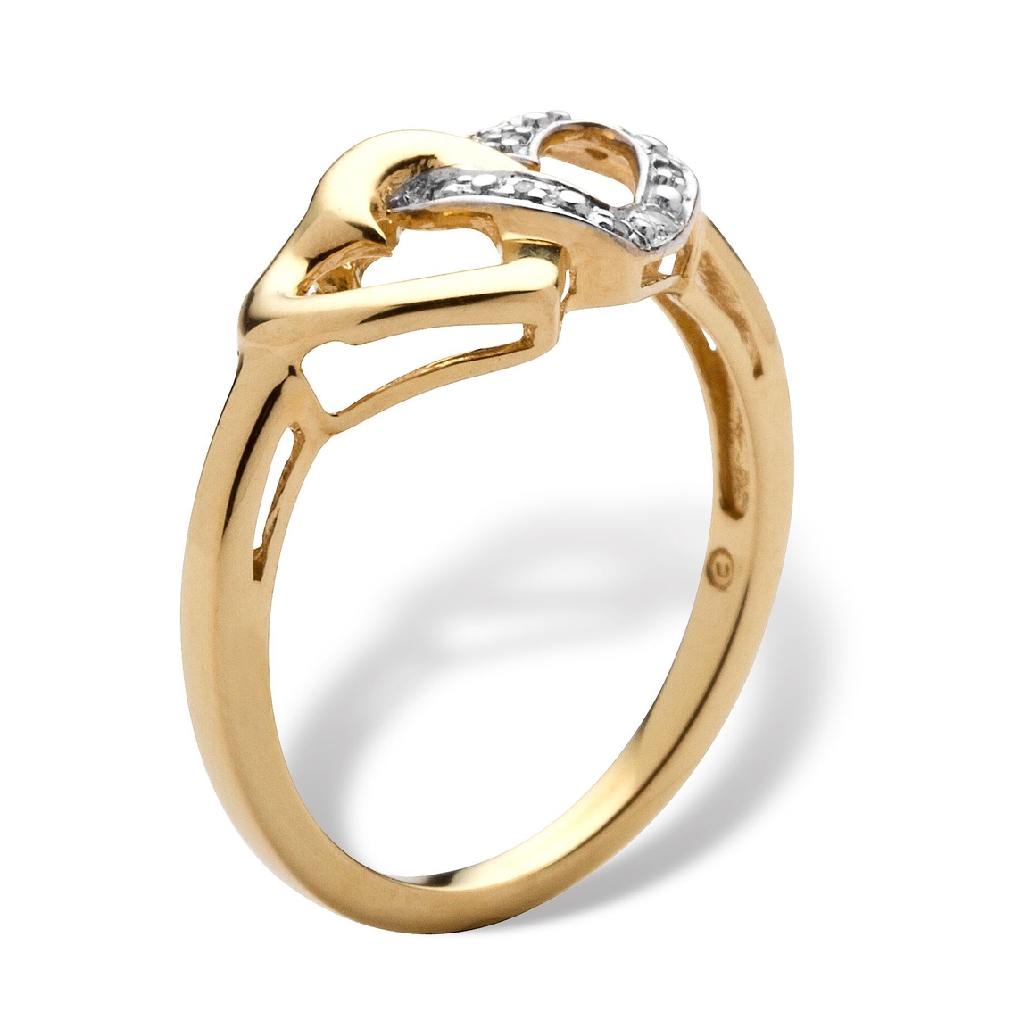 Diamond Accent Interlocking Heart Promise Ring in 18k Gold-plated Sterling Silver - Image 2 of 5