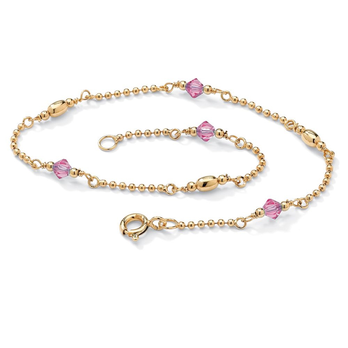 PalmBeach Birthstone Gold-Plated Sterling Silver Ankle Bracelet - Image 1 of 4