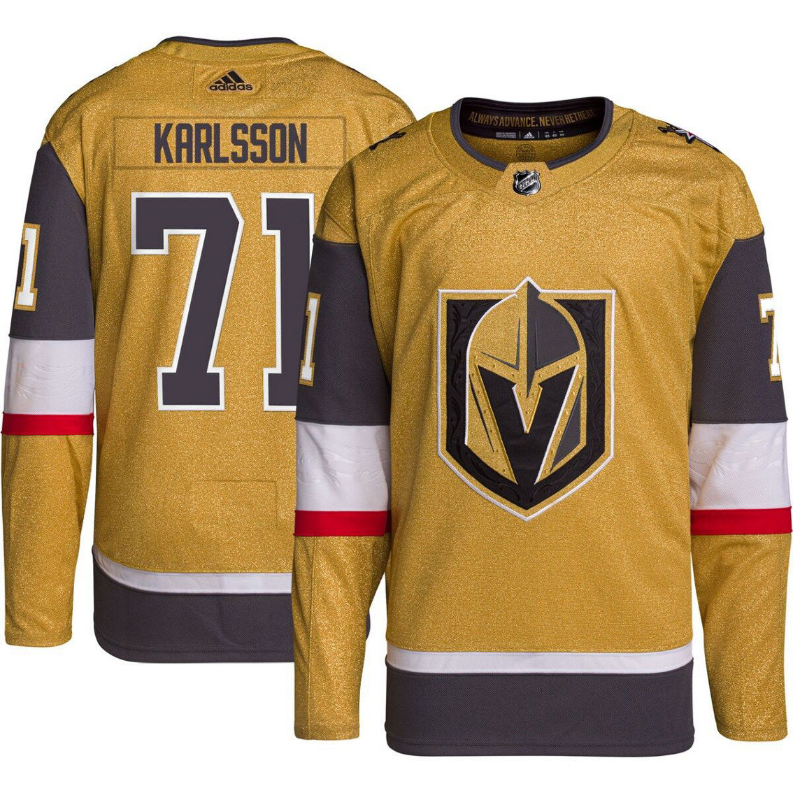 adidas Men's William Karlsson Gold Vegas Golden Knights Primegreen Authentic Pro Player Jersey - Image 2 of 4
