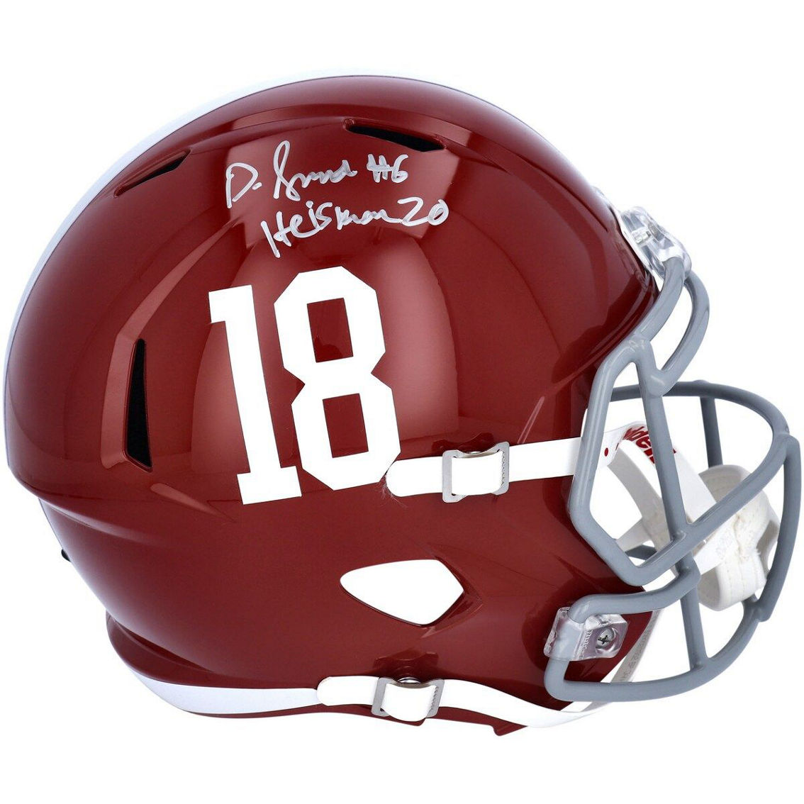 Fanatics Authentic DeVonta Smith Alabama Crimson Tide Autographed Riddell Speed Replica Helmet with ''Heisman 20'' Inscription - Image 2 of 3