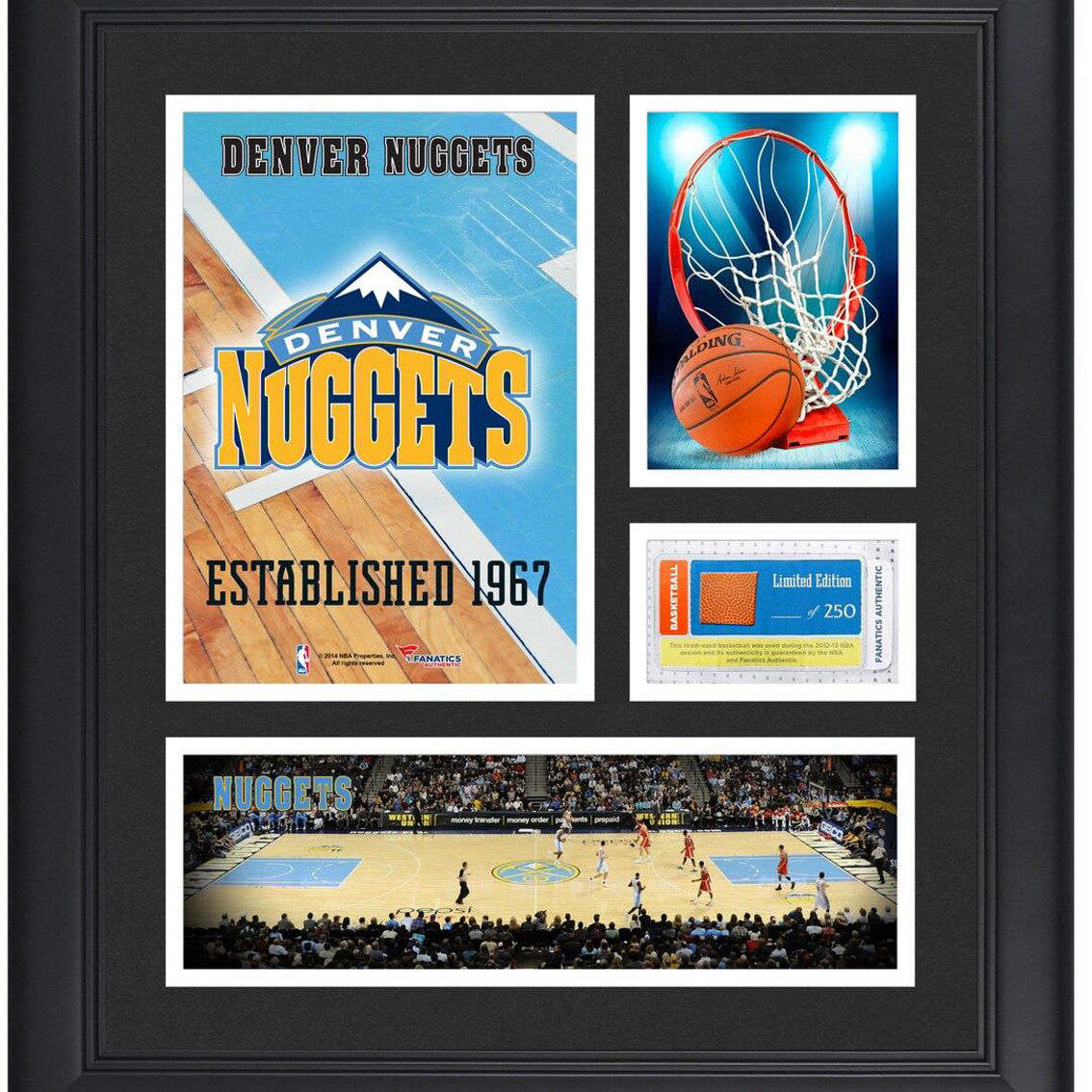 Fanatics Authentic Denver Nuggets Framed 15'' x 17'' Team Logo Collage with Team-Used Basketball - Limited Edition of 250