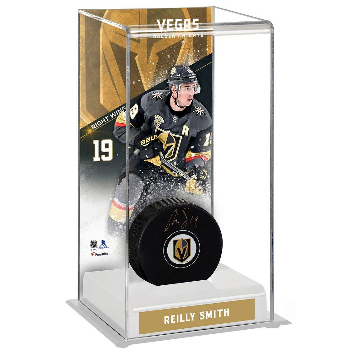 Fanatics Authentic Reilly Smith Vegas Golden Knights Autographed Puck with Deluxe Tall Hockey Puck Case - Image 2 of 2