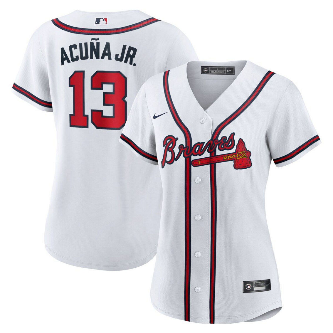 Nike Women's Ronald Acuna Jr. White Atlanta Braves Home Replica Player Jersey - Image 2 of 4