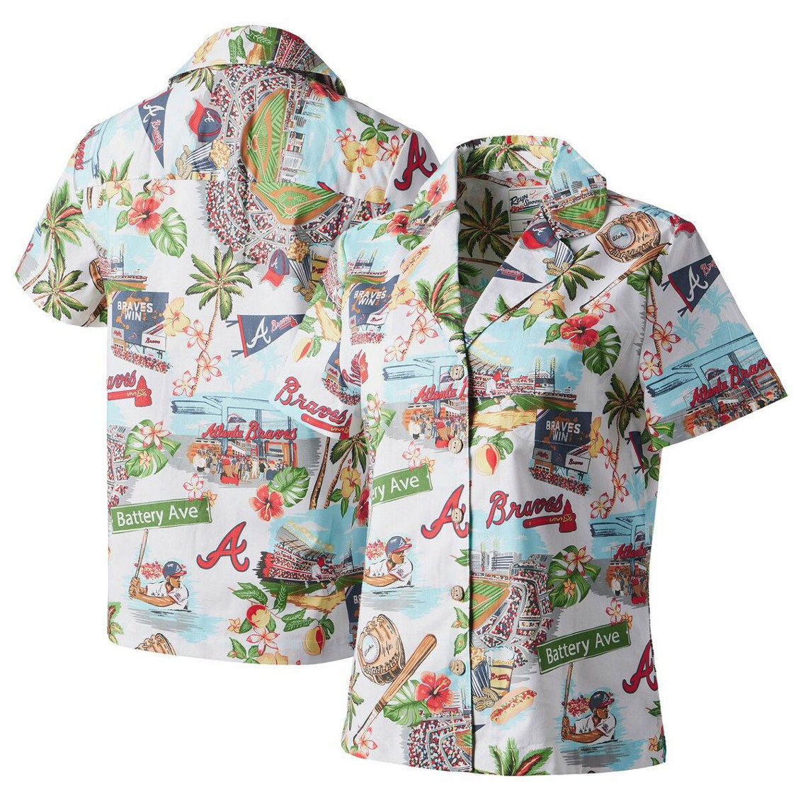 Reyn Spooner Women's White Atlanta Braves Scenic Camp Button-Up Shirt - Image 2 of 4