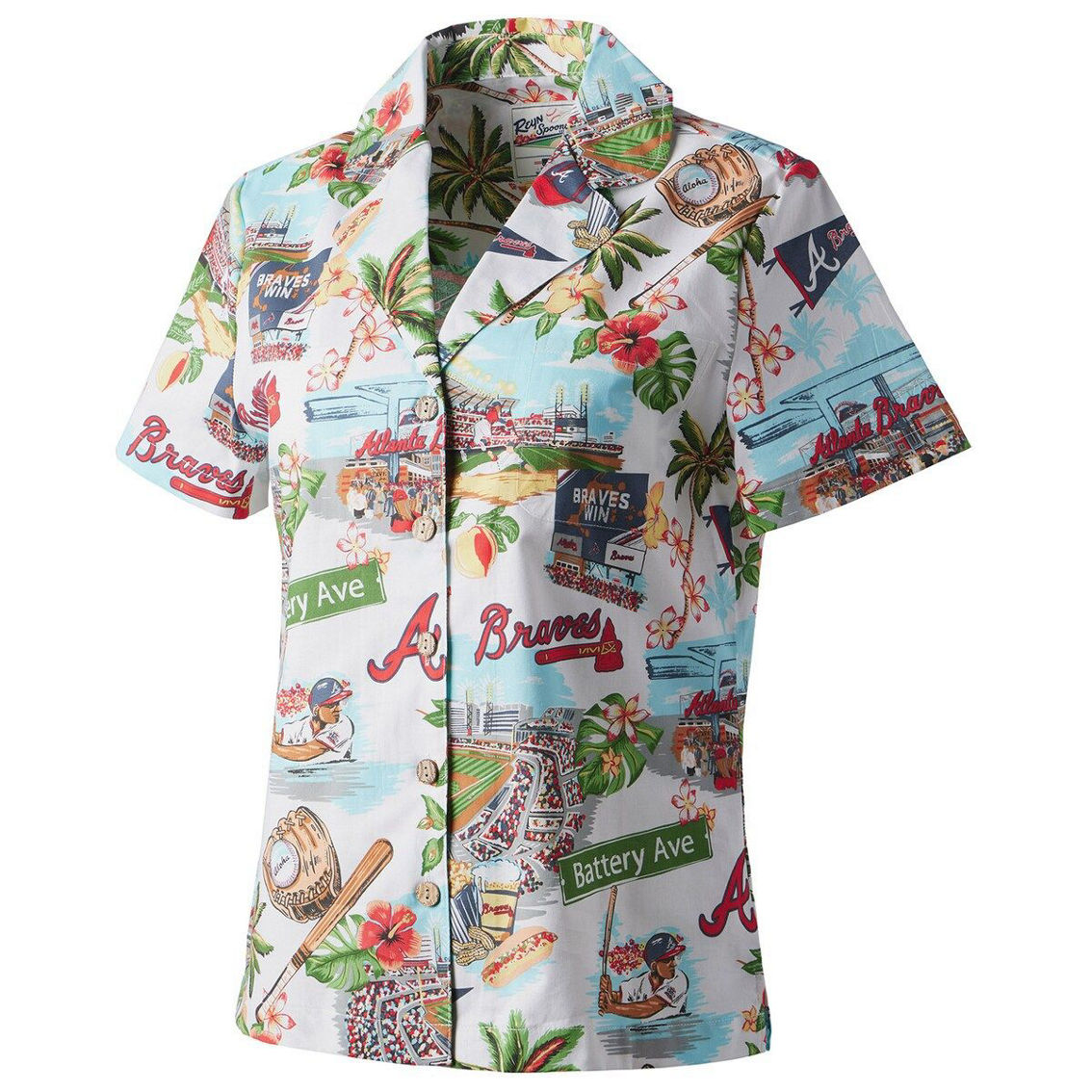 Reyn Spooner Women's White Atlanta Braves Scenic Camp Button-Up Shirt - Image 3 of 4