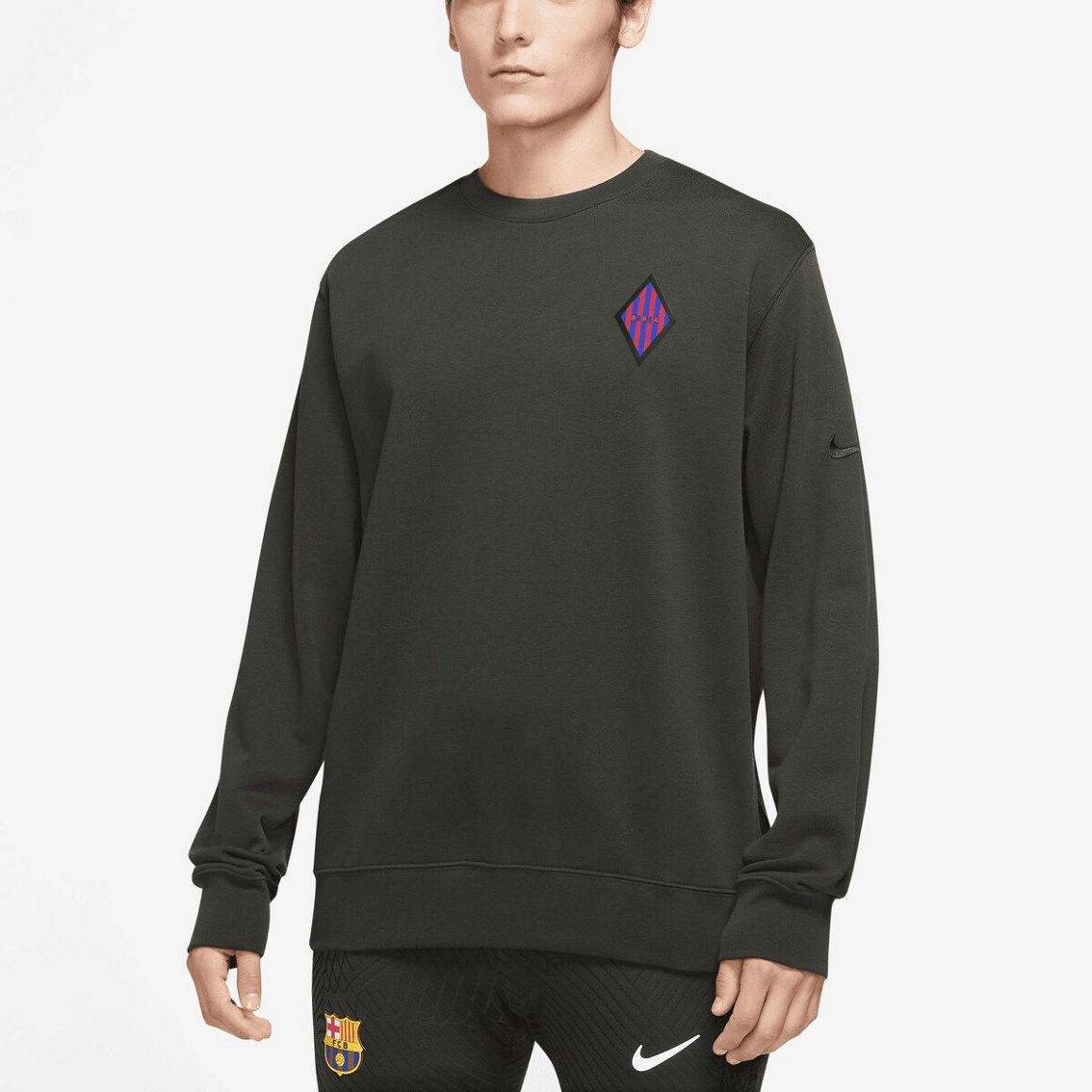 Nike Men's Olive Barcelona Club Pullover Sweatshirt - Image 2 of 4