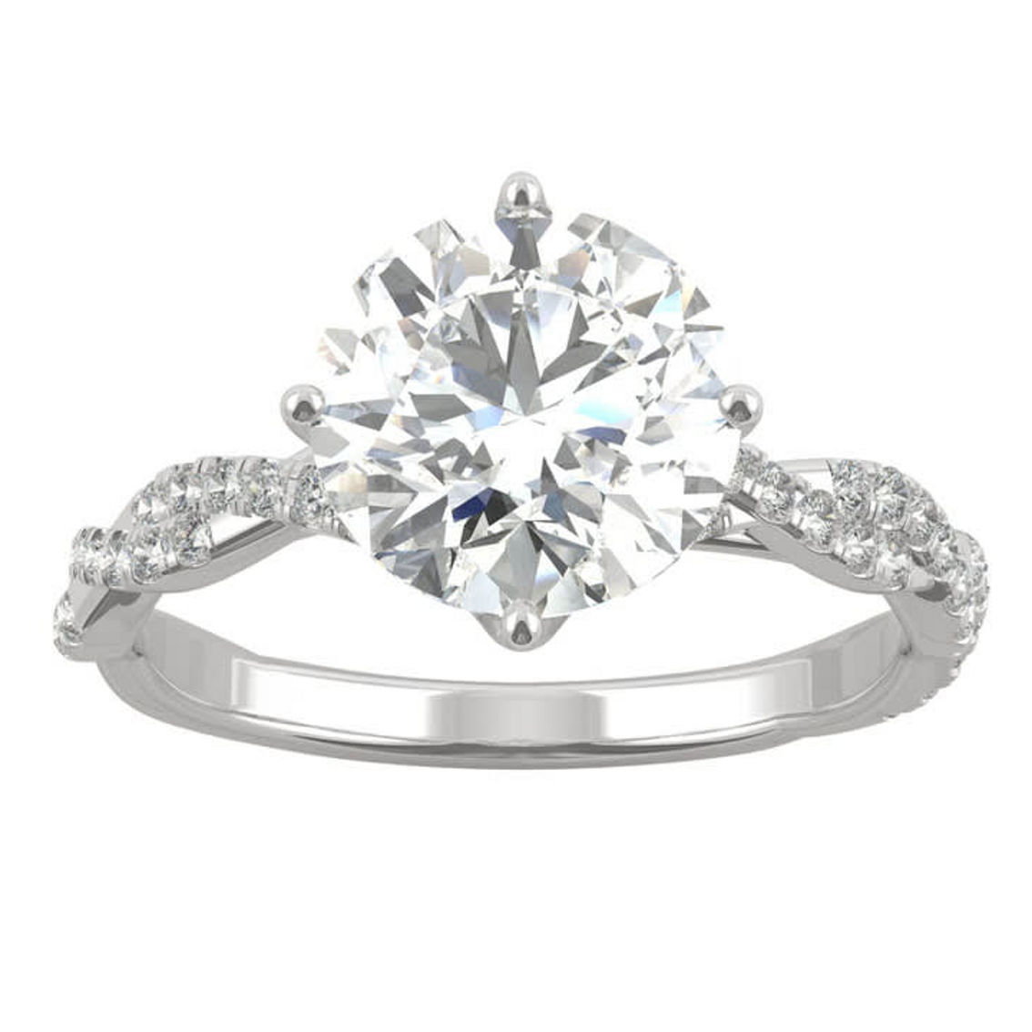 Charles & Colvard 2.30cttw Moissanite Twist Band Engagement Ring in 14k White Gold - Image 1 of 5